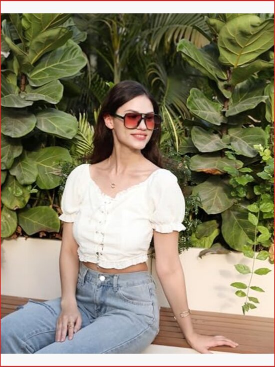 Retro Square Aviator Sunglasses 70s Vintage Plastic Frame main image 6